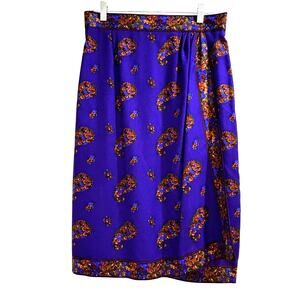 Vintage Carlisle midi skirt size 12 silk & wool blend PURPLE paisley border wrap